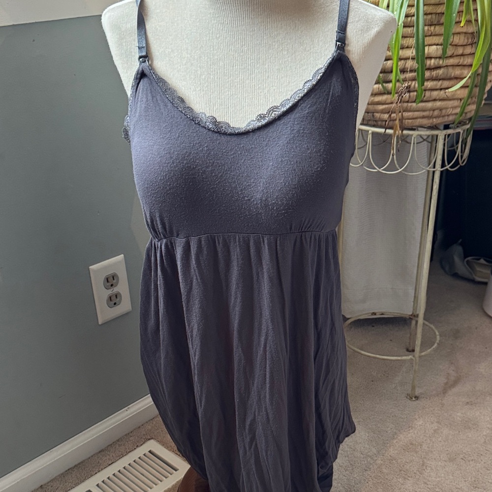 Motherhood Maternity Charcoal Lace Trim Chemise